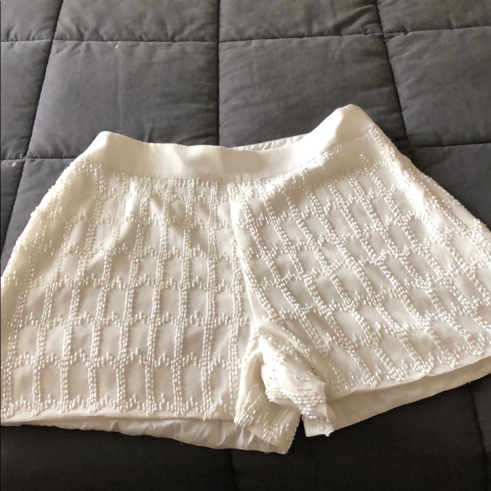 White Sequin Shorts